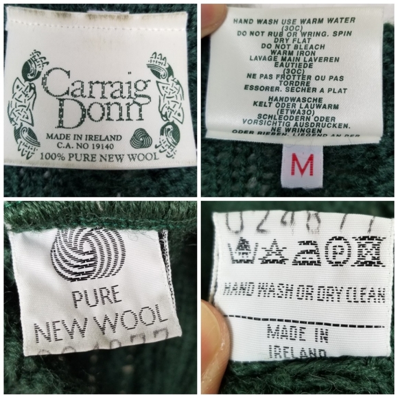 Cattaig Donn Cable Knit Wool Dress Made in Ireland Green M - Picture 8 of 8